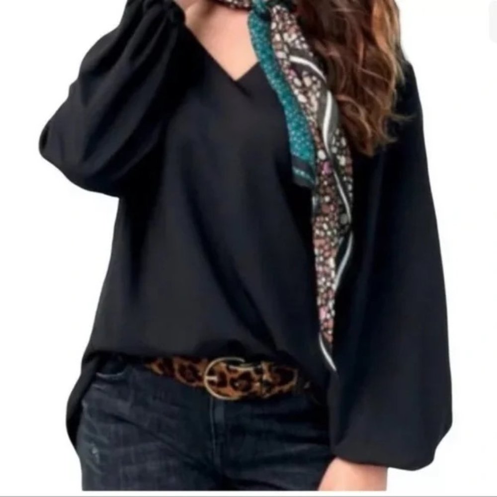 CAbi Swanky Tee Long Sleeve Black Sz S #3802 NWOT